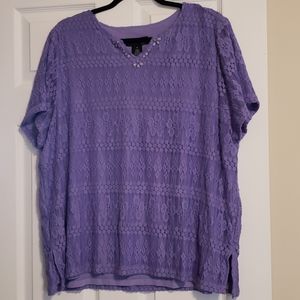Purple plus size lace tank